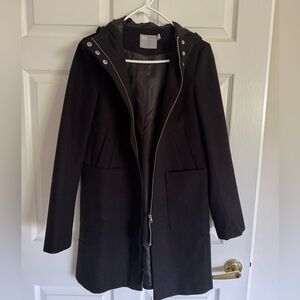 ASOS Black Hooded Coat, US 4